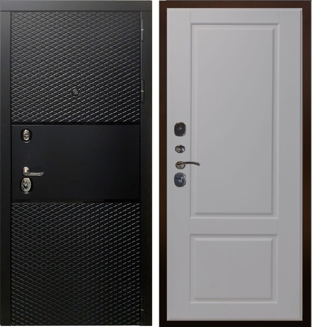 Входная дверь в квартиру Тефлон 3К черный кварц / Доррен  светло-серый матовый, без текстуры