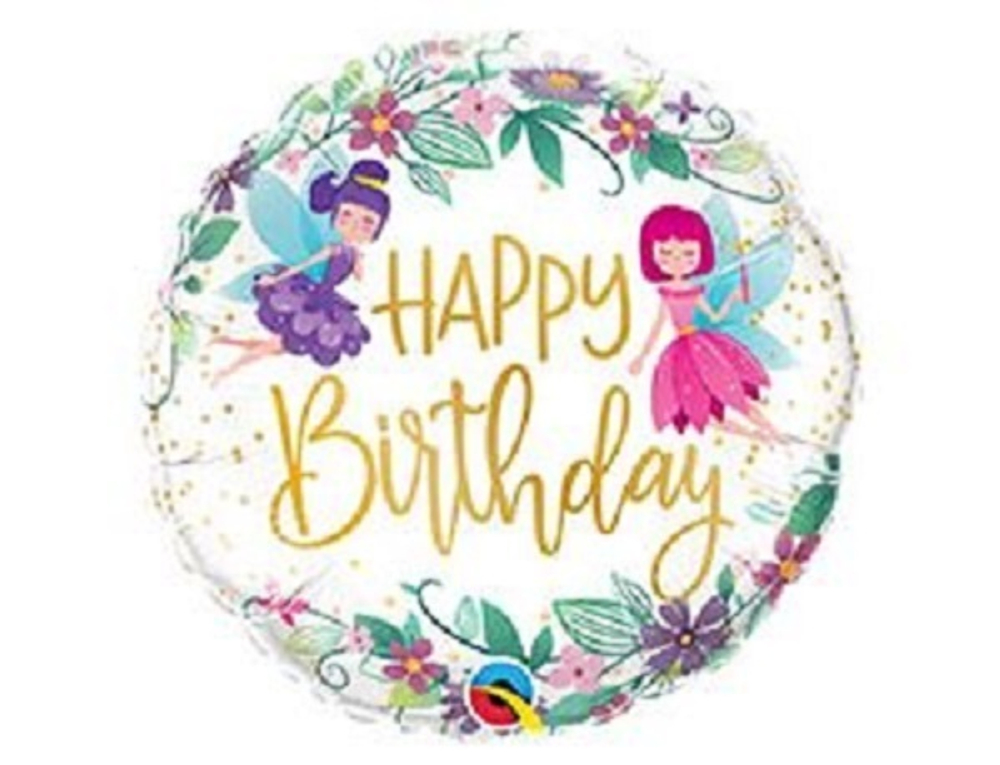 Q 18" Круг, Happy birthday! Феи и Цветы, 1шт.