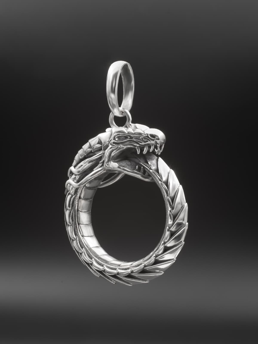 Уроборос подвеска дракон из серебра 925 пробы