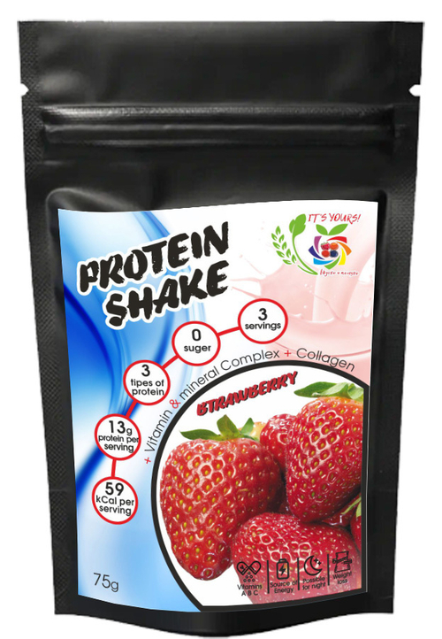 Коктейль протеиновый со вкусом КЛУБНИКИ / 75 г / (3 порции) / IT'S YOURS