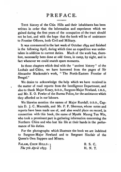 The Chin Hills. A History of the People, our dealings with them, their Customs and Manners, and a Gazetteer of their Country. With plates. Volume 1 | B.S. Carey