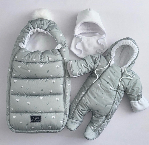 Зимний комплект на выписку "Пушинка принт" (model.4)