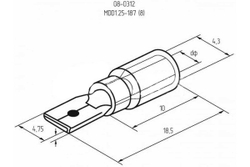 Плоская изолированная клемма REXANT штекер 4.8мм 0.5-1.5кв.мм /РПИп 1,25-5 красная, 100 шт 08-0312