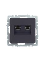 BRITE Розетка компьютерная двойная RJ45 кат.5E РК10-2-БрГ графит IEK