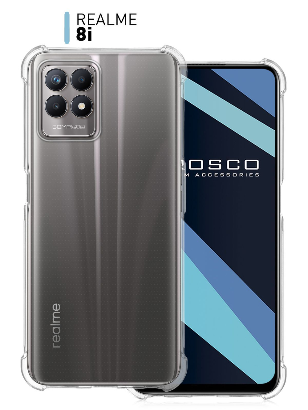 Чехол ROSCO для realme 8i оптом (арт. RM-8i-HARD-TPU-TRANSPARENT)