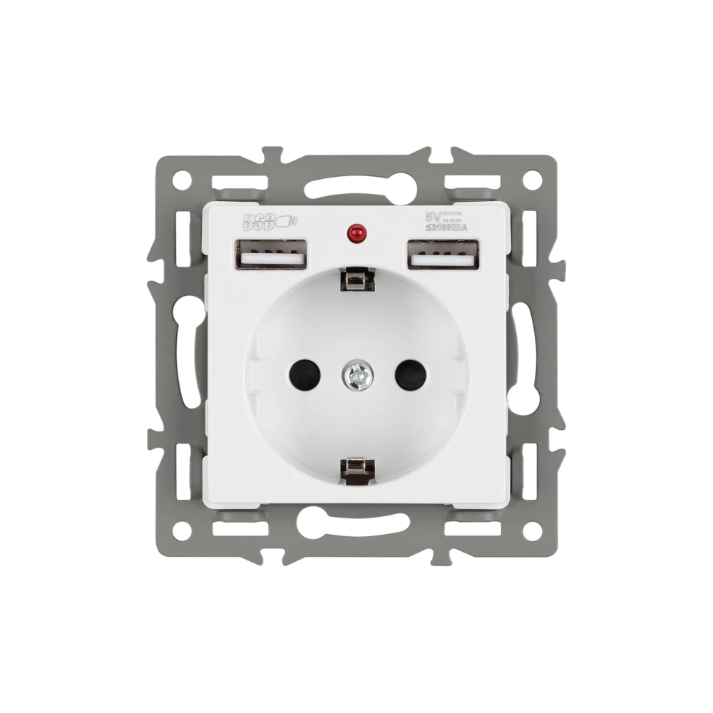 Механизм розетки с USB зарядкой SCT-MUAA-PL-WH (250V, 16A) (Arlight, -) 043733