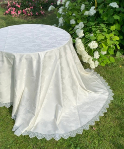 Скатерть 220 и 12 салфеток Palombella Brenda Pizzo сливочные