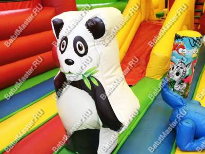 Надувной батут "Страна Сафария" с крышей и высокими горками 13*7*6 м