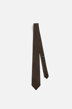 ZARA ГАЛСТУК ИЗ 100% ШЕЛКА С РЕЛЬЕФНЫМ УЗОРОМ, КОРИЧНЕВЫЙ