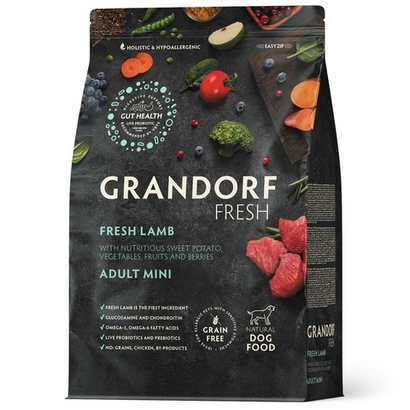 Сухой корм GRANDORF FRESH DOG Lamb MINI, ягненок с бататом для взрослых собак мелких пород, чувствительное пищеварение или склонность к аллергии 3кг