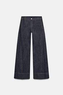 ZARA ШИРОКИЕ БРЮКИ СО ШВАМИ, ЧЕРНЫЙ