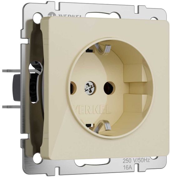 Розетка с заземлением и шторками Werkel айвори акрил W1171143 4690389197093