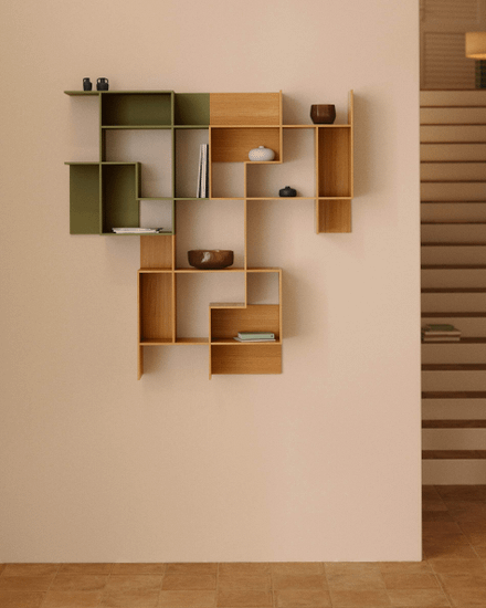 Модульный стеллаж Ina из шпона дуба с натуральной отделкой 80 x 80 см