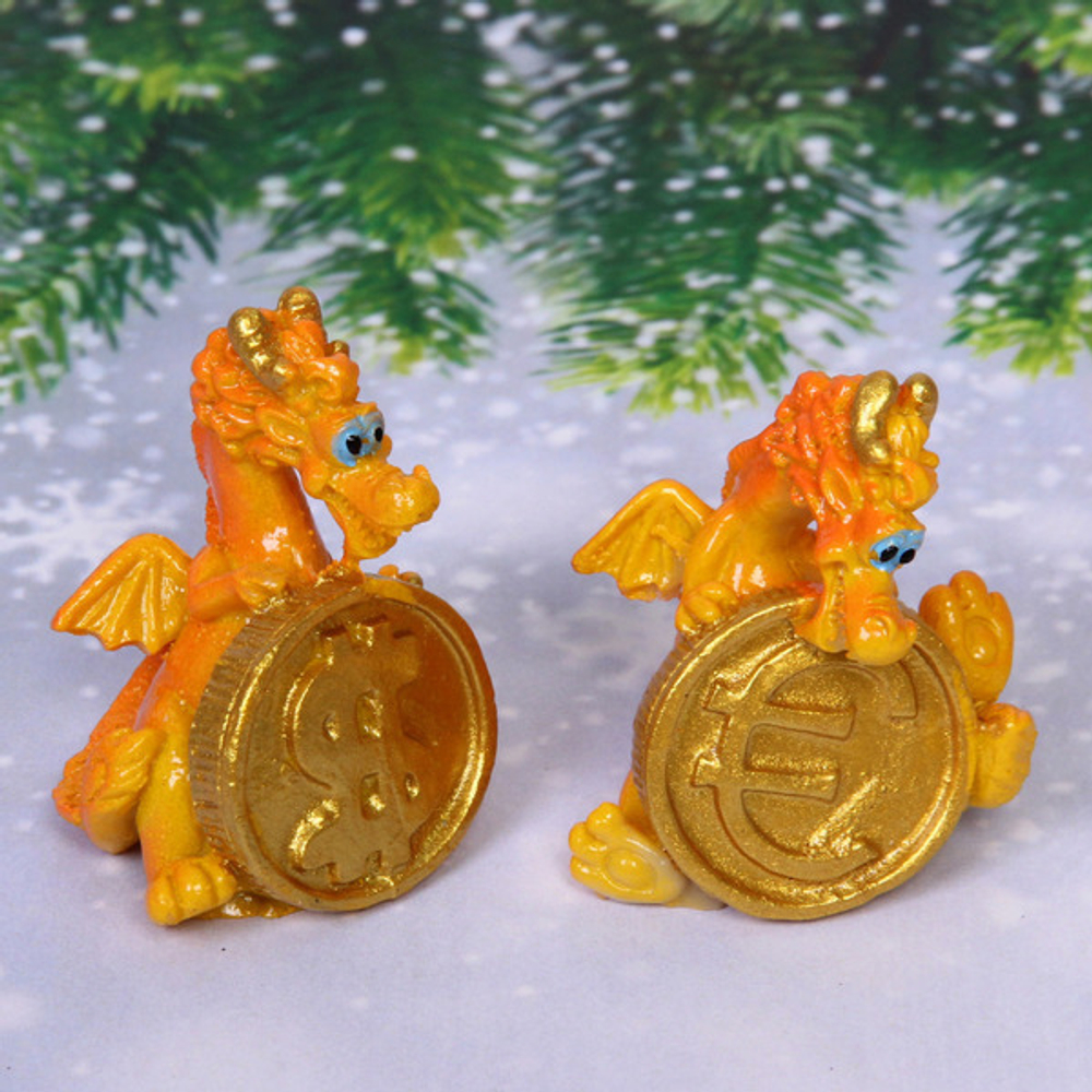 Фигурка «Дракон с монетой» 3,5*2,5*4 см, микс