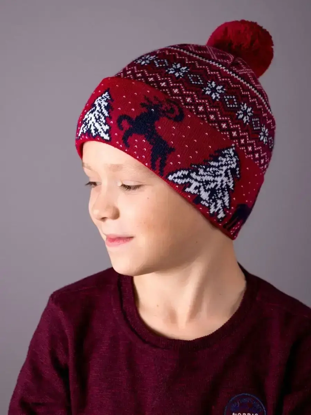 Шапка зимняя вязаная детская