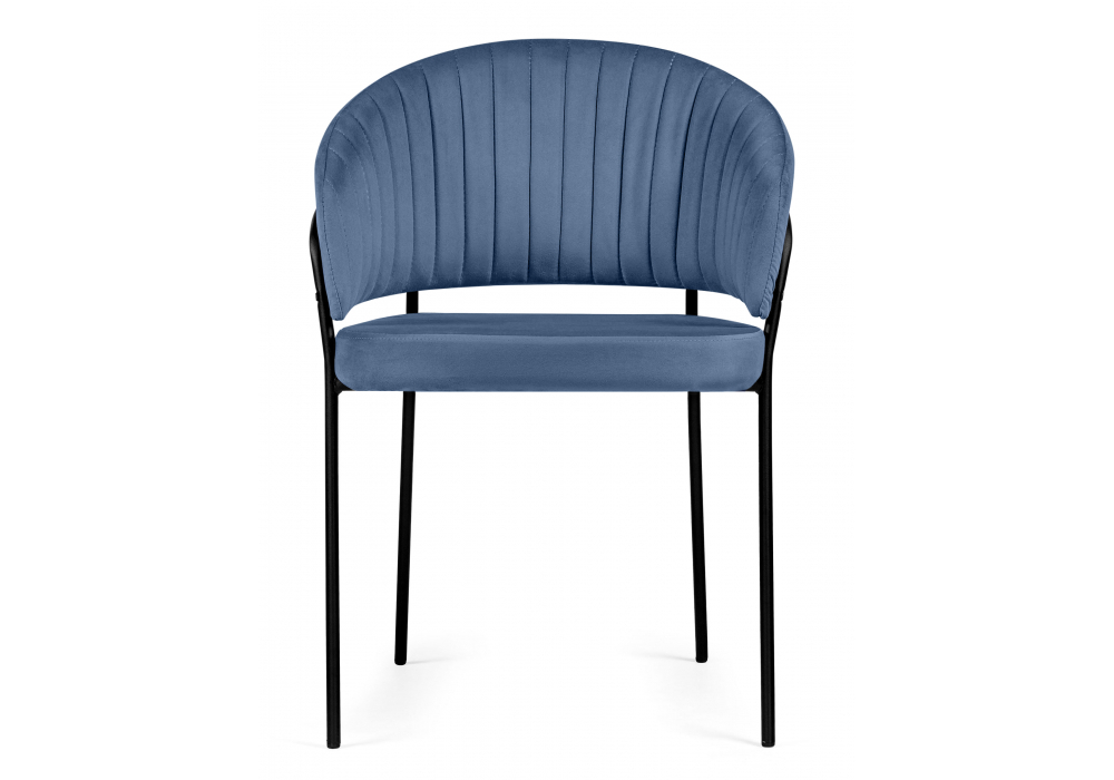 Стул на металлокаркасе Woodville Лео синий Brendy Classic Blue 08, черный, ножки черные