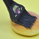 Набор кисточка и лопатка силиконовые "Кексики" черный, 22,2*4см