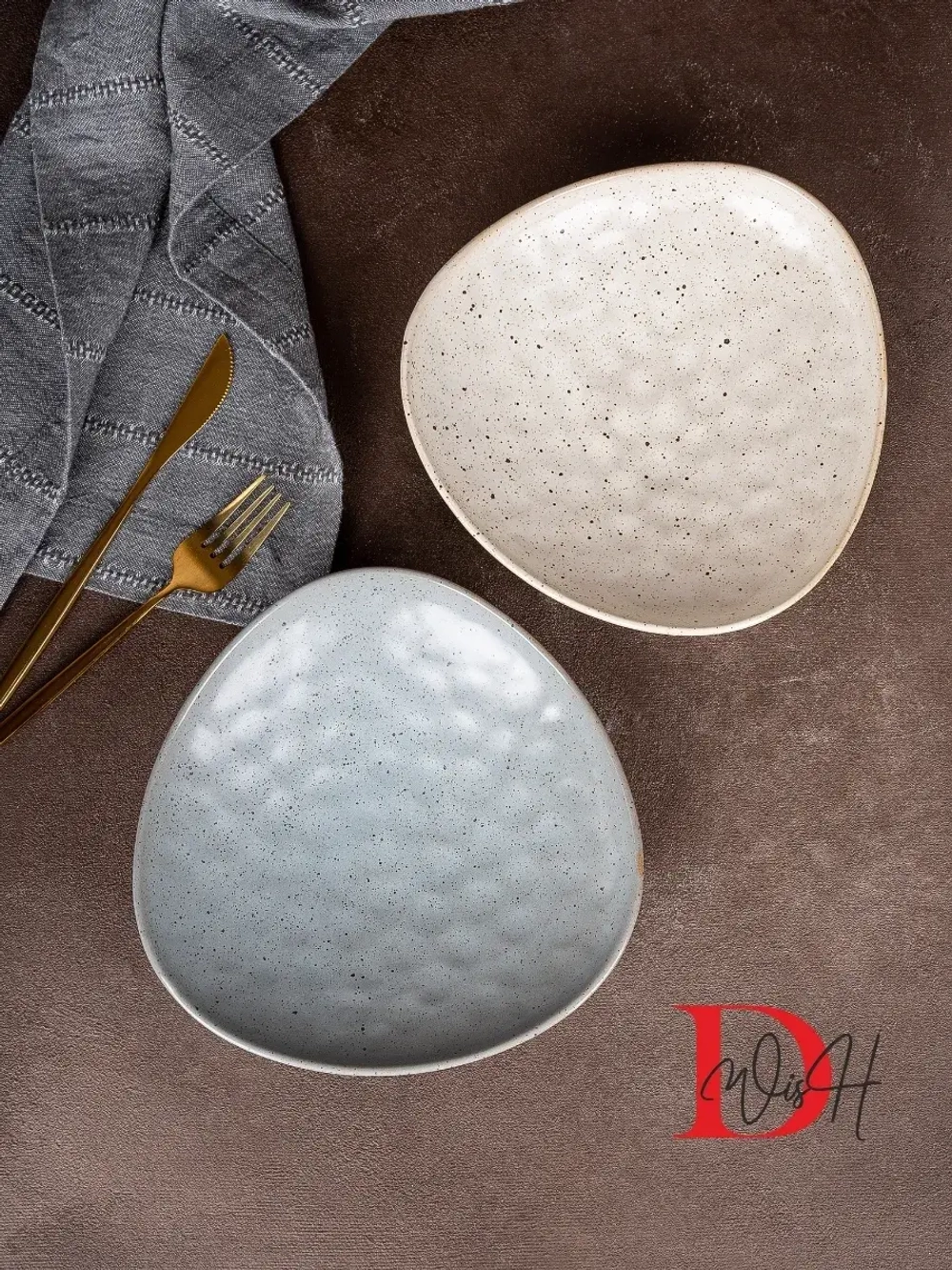 Набор посуды 6 тарелок мятый фарфор 20 см