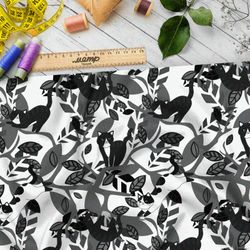 Ткань бифлекс чёрные коты на серых деревьях