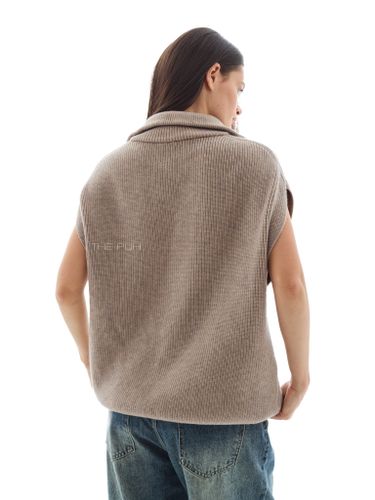 Вязаный жилет на молнии в цвете капучино