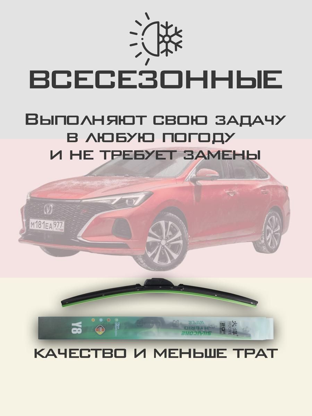 Щетки стеклоочистителя HUOYE Y8 600/450 мм на Changan EadoPlus | Push button