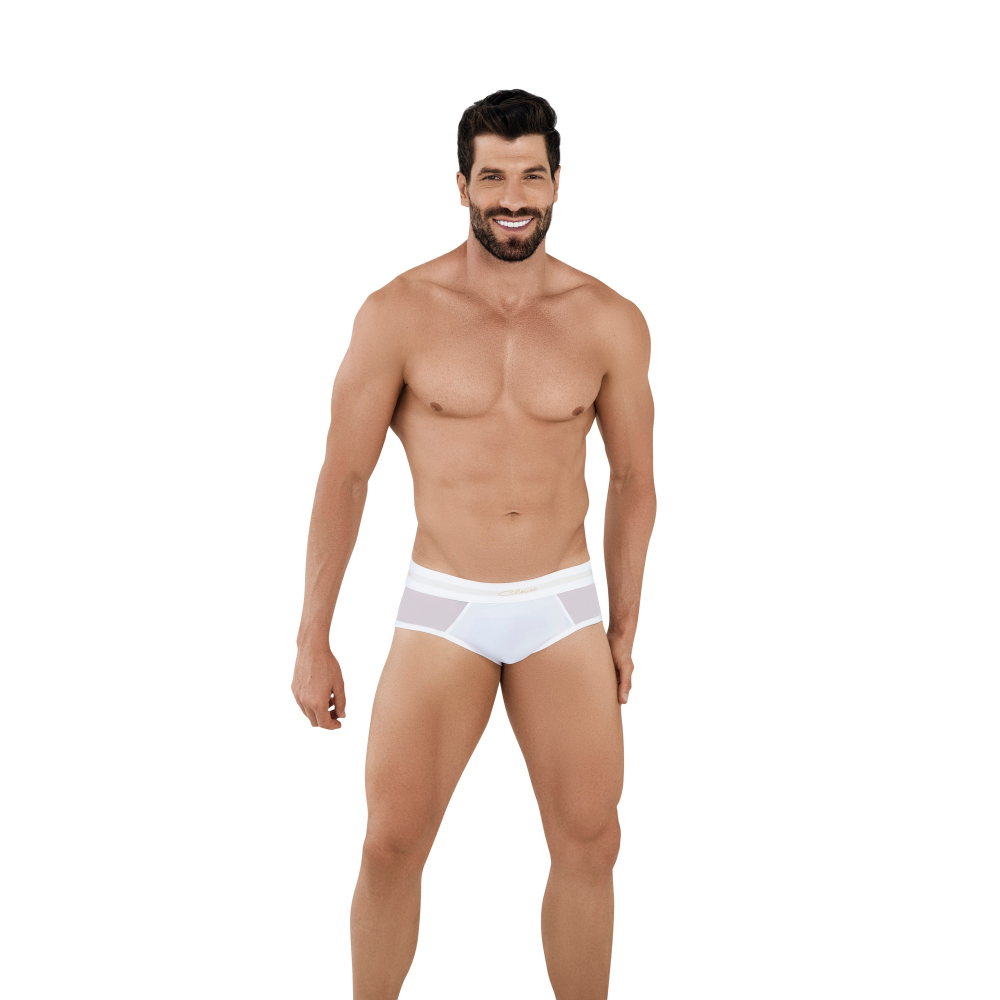 Мужские трусы брифы белые с сетчатой вставкой Clever Moda BERNA BRIEF 103001