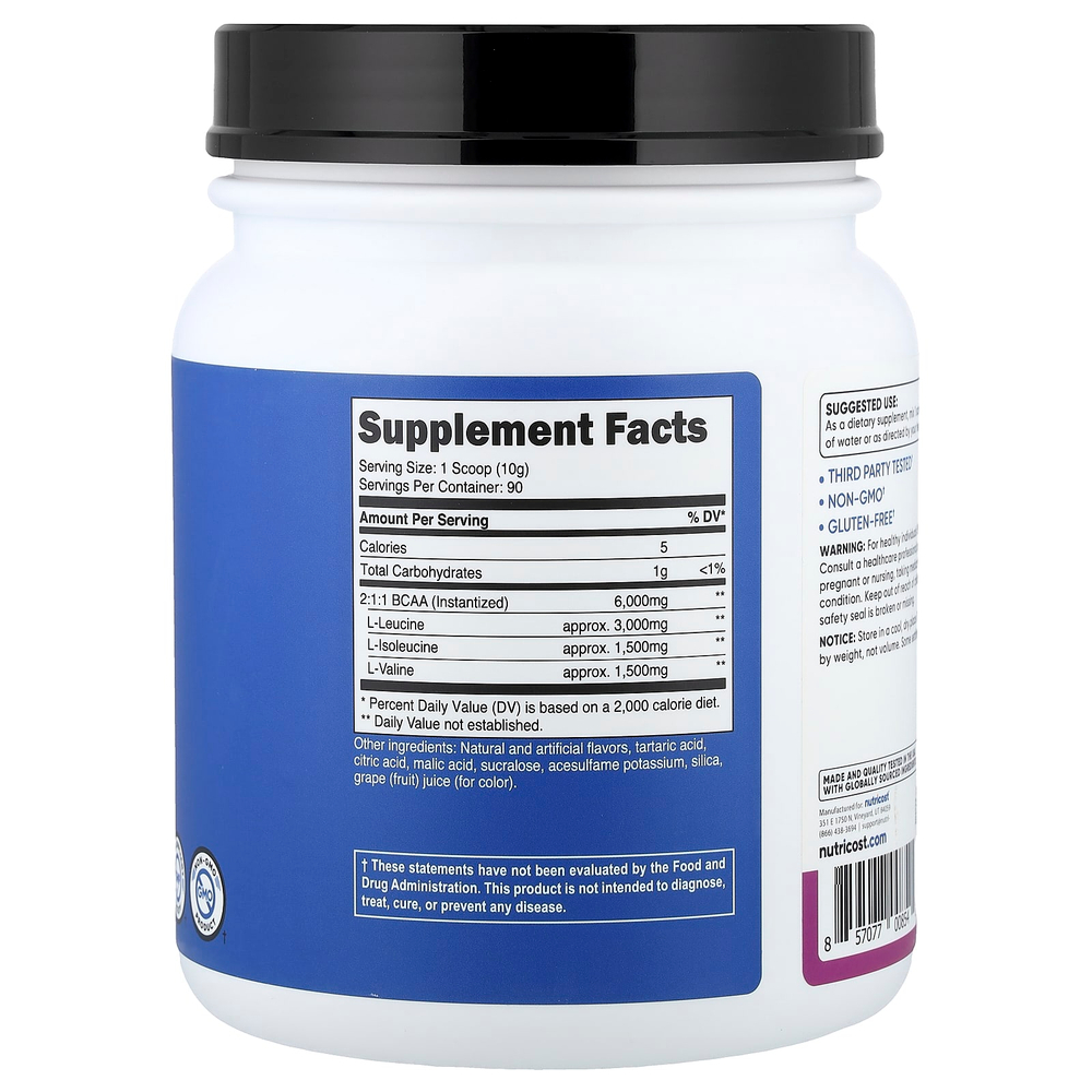 Nutricost, Performance, BCAA, со вкусом винограда, 900 г (2 фунта)