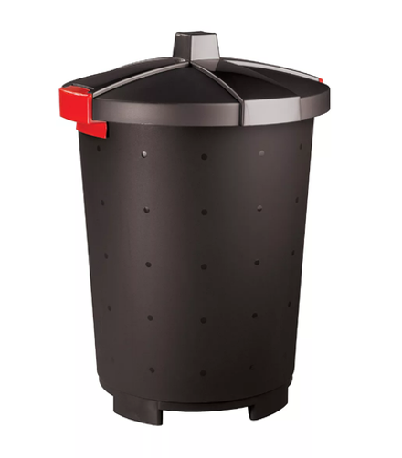 Бак для мусора 65л (d47см h66см) с крышкой, п/п, цвет черный (RESTOLA, Россия)