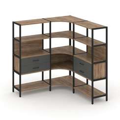 Shelf System Трехсекционный угловой стеллаж четырехярусный с ящиками SN.STMU-431 Дуб Табак/Антрацит/