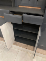 Тумба универсальная (для обуви) Стокгольм серый графит/графит глянец