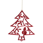 Подвески в блестках «Елочки новогодние» 12 см (набор 2шт), красный