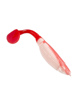 Приманка ZUB-WIBRA  90мм(3,5")-5шт, (цвет 010) белое тело-красный хвост