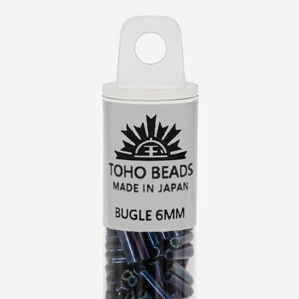 Японский бисер TOHO Bugle (стеклярус) 6mm (№82), металлизированный, непрозрачный глянцевый