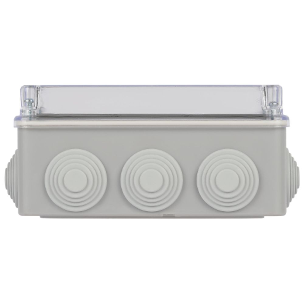 Распаячная коробка ЭРА KORvpk-150-110-70-10g ОП серая 150х110х70мм прозрачная крышка на винтах 10 гермовводов IP55