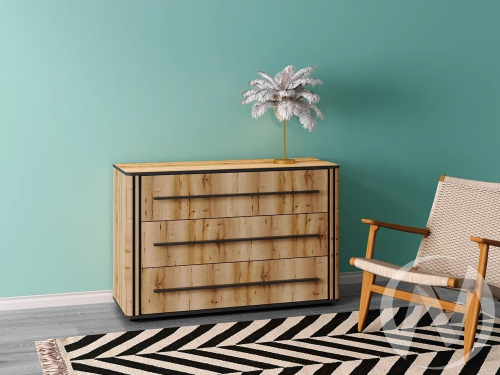 Комод сек. №8 НКМ Аэлита (дуб вотан/черный)