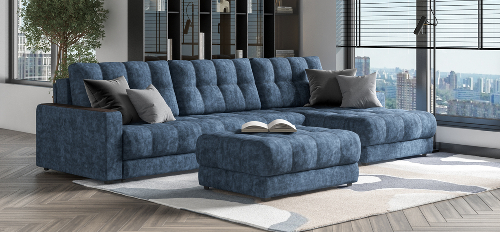 Босс пуф Велюр Роял синий