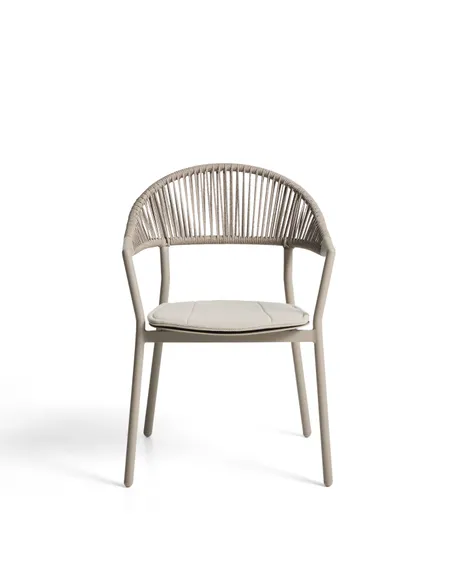 Уличный стул Alimia из бежевого алюминия с бежевой веревкой