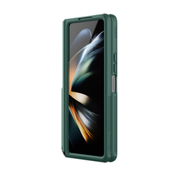 Чехол темно-зеленого цвета на Samsung Galaxy Z Fold 5 от Nillkin, серия Super Frosted Shield Fold, в комплекте со съемным держателем для S Pen