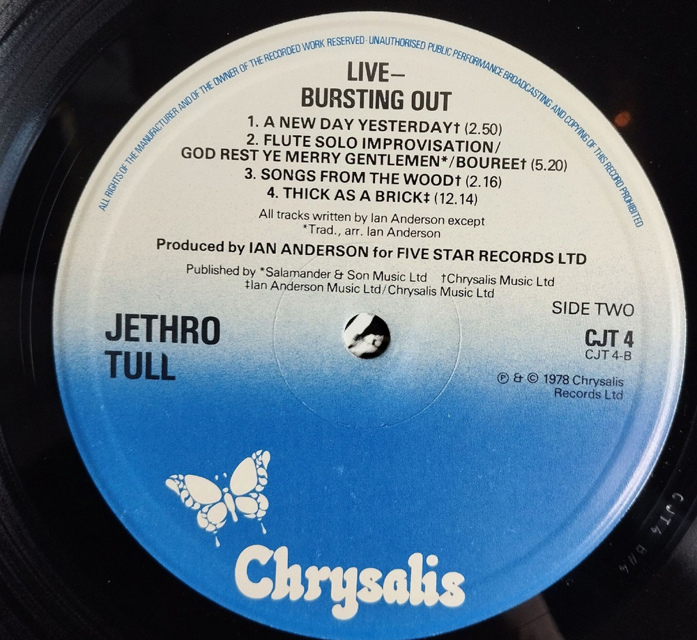 Винтажная виниловая пластинка LP Jethro Tull Live Bursting Out (UK 1978)