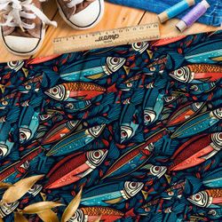 Ткань премиум мембрана фантазийные рыбы