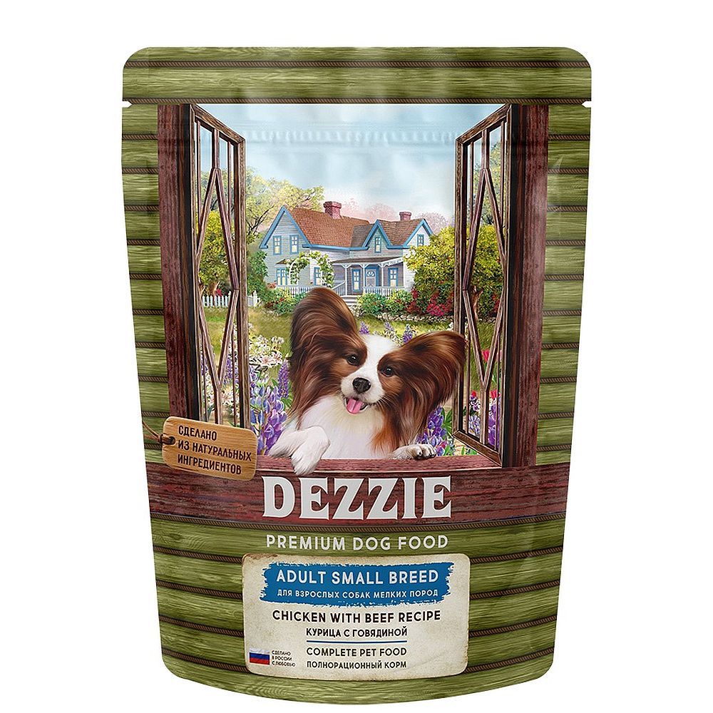 Сухой корм для взрослых собак мелких пород DEZZIE Adult Dog Small Breed с курицей и говядиной, Пакет 800 г Сухой корм для взрослых собак мелких пород DEZZIE Adult Dog Small Breed с курицей и говядиной, Пакет 800 г
