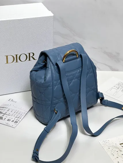 Рюкзак Dior Caro синий, модель среднего формата
