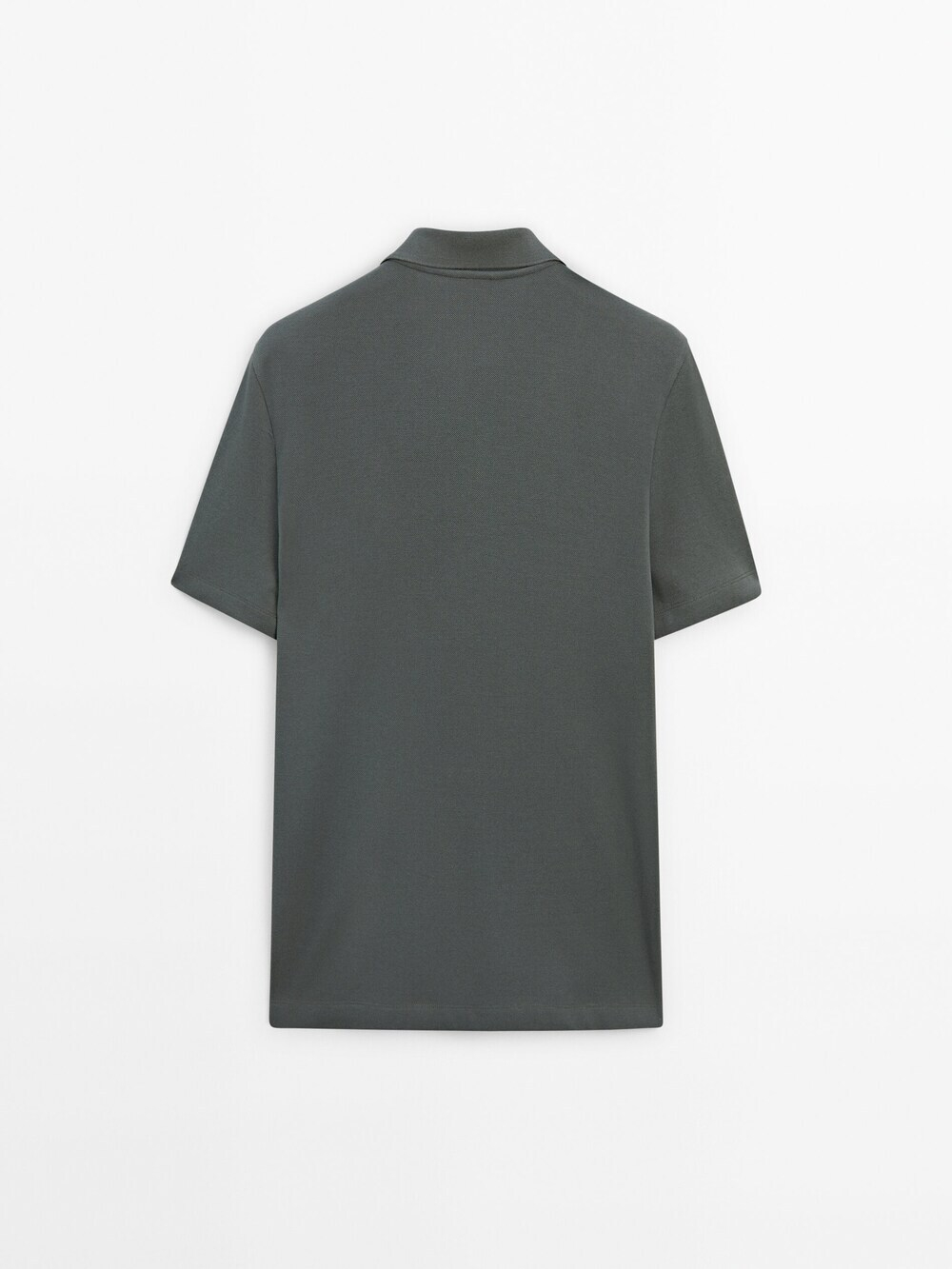 Massimo Dutti Поло из рельефного хлопка с карманом, водянисто-зеленый
