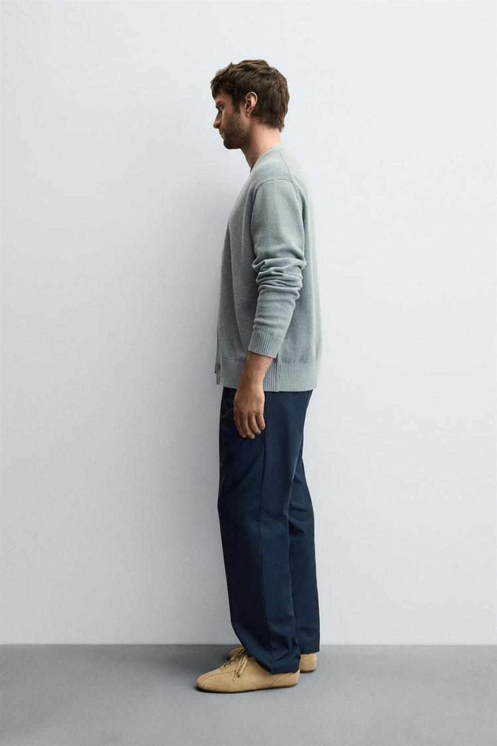 ZARA КАРДИГАН ИЗ ХЛОПКА И КАШЕМИРА, ГОЛУБОЙ