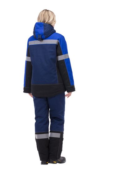 Костюм зимний женский "Виват" полукомбинезон (синий/василек/черный)