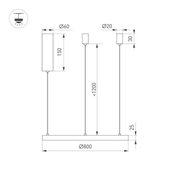Подвесной светодиодный светильник Arlight SP-Congo-Mult-1-R800-42W Warm3000 046250