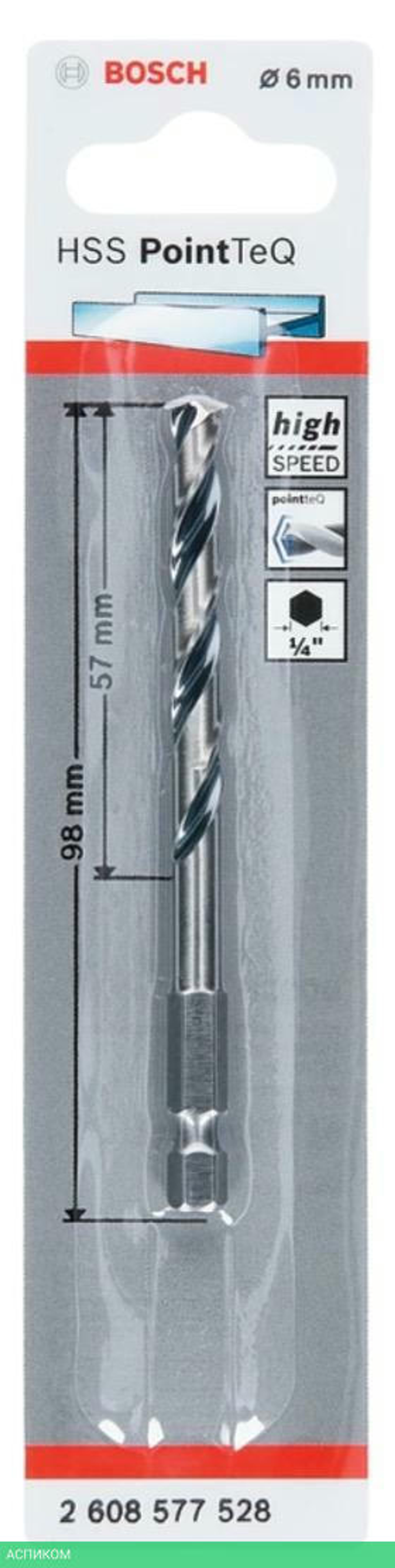 Набор сверл Bosch HSS PointTeQ HEX 3,5 мм по металлу 10 шт (2.608.577.542)