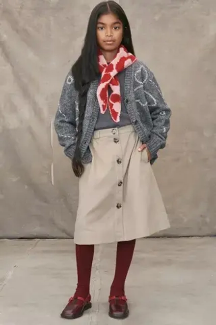 ZARA ШЕРСТЯНОЙ ВЯЗАНЫЙ КАРДИГАН С ЦВЕТОЧНОЙ ВЫШИВКОЙ - LIMITED EDITION, СЕРЫЙ