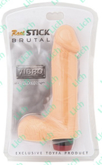 Классический телесный вибратор с мошонкой