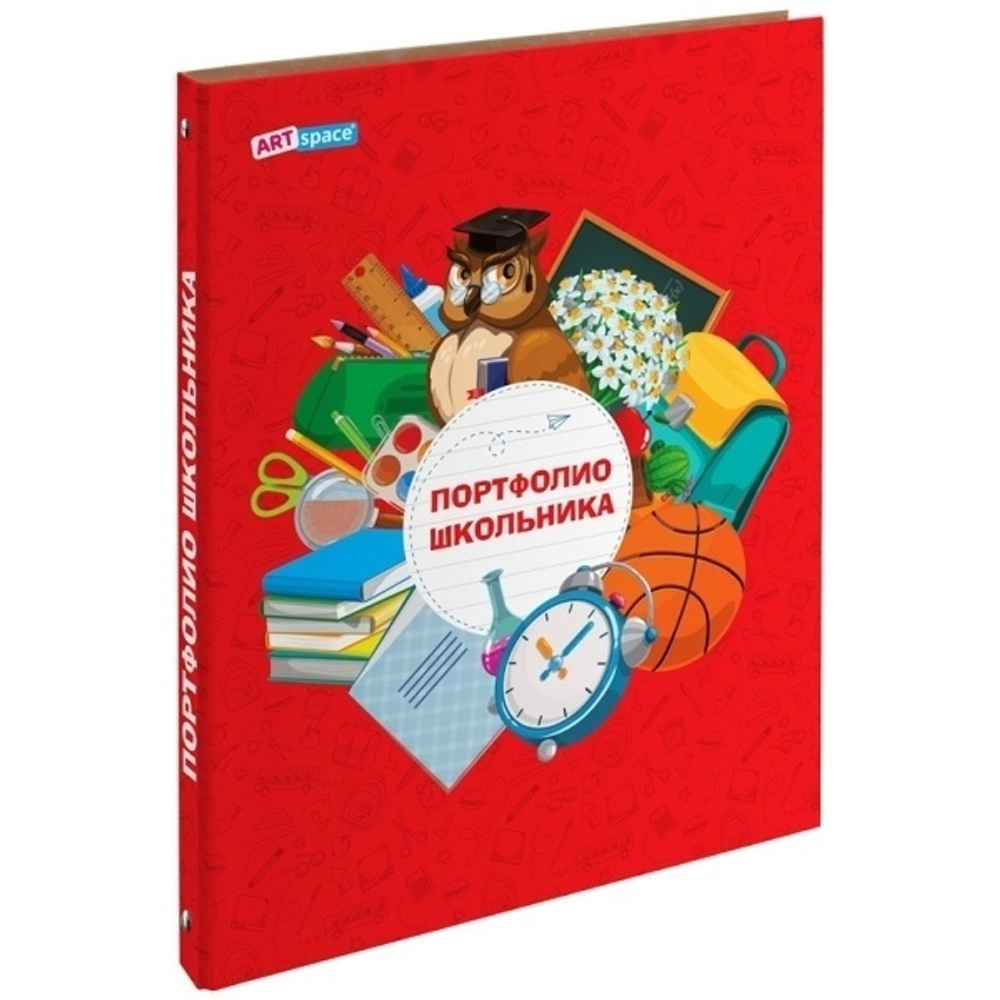 Папка-портфолио 7БЦ А4 ArtSpace, на 4 кольцах для школьника, 20 файлов, 10 вкладышей И